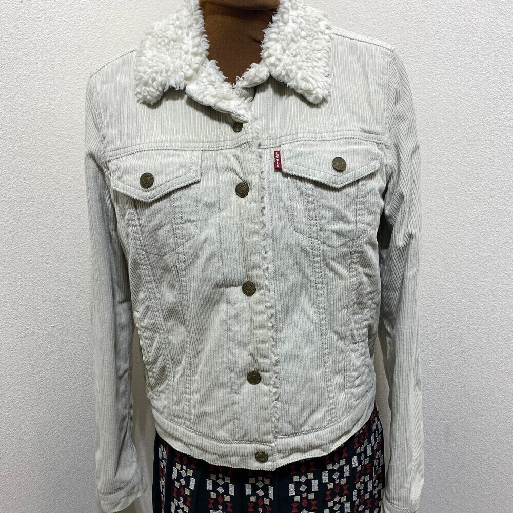 Levi's Woman's Cream Cord Sherpa Jacket Size Small